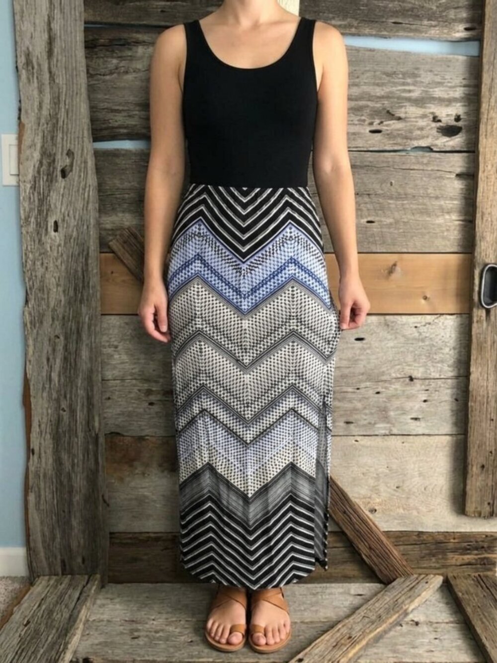 RICKI'S Size XS Black/Blue/White Maxi Skirt